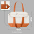 TOPDesign 1-Pack Canvas Tote Bag with an External Pocket, Reusable Grocery Shopping Bag, Top Zipper Closure, Daily Essentials (Orange/Natural)...