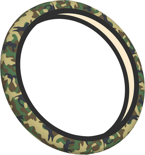Green Camo Steering Wheel Cover for Women Men, Universal 15 Inch Anti Slip Steering Wheel Protector Car Accessories Interior for Auto Truck SUV...