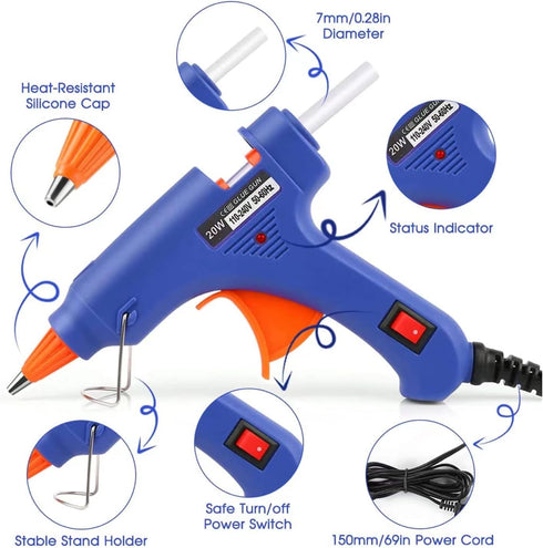 Mini Hot Glue Gun 10pcs Glue Stick Hot Glue Gun Set For Quick Repair Artist DIY Art Home 20w Blue...