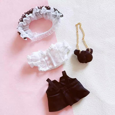 niannyyhouse 20cm Plush Doll Clothes Loose Headwear White Shirt Black Skirt Backpack 8in Soft Stuffed Plush Toy Accessories Dress Up...