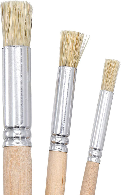 SOUJOY 30 Pieces Wooden Stencil Brushes, Natural Bristle Brushes, Wooden Handle Painting Brushes for for Wood Wall Model House Painting, DIY and A...