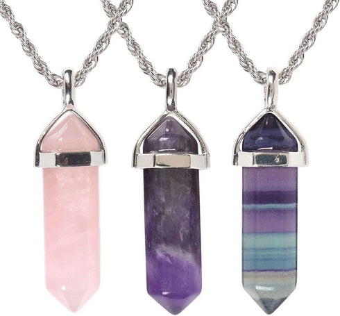 Justinstones Hexagonal Pointed Reiki Chakra Pendant Stainless Steel Chain Necklace 20" Iron Gift Box...
