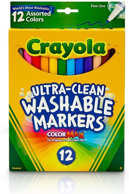 Crayola Fine Line Markers, Washable Markers, 12 Count...