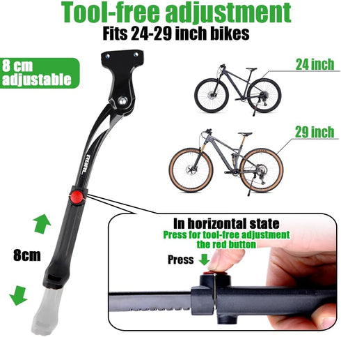 RBRL Bike Kickstand 40mm Hole Spacing, Bike Stand Aluminium Alloy Adjustable Bicycle Kickstand, Rear Side Bicycle Kick Stand for 24''-29'' Mountai...