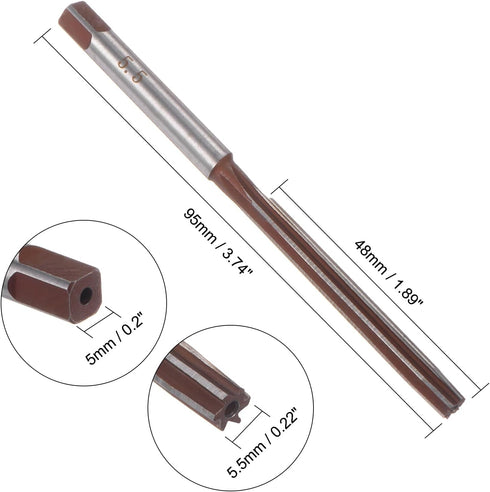 uxcell Hand Reamer 5.5mm Alloy Tool Steel H8 6 Straight Flutes Hand Milling Cutter Tool Metric Reaming Drill Bit for Metal...