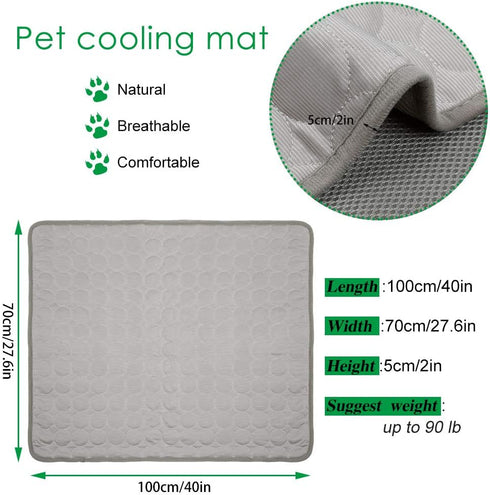 VeMee Cooling Mat Pad for Dogs Cats Ice Silk Mat Cooling Blanket Cushion for Kennel/Sofa/Bed/Floor/Car Seats Cooling (XL:40 x 28 inches, Grey)...