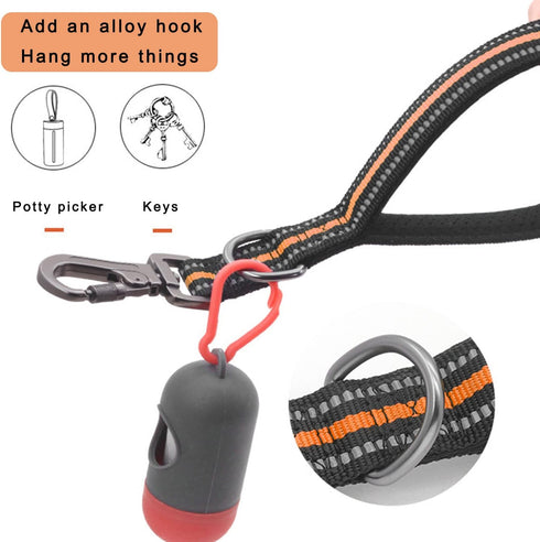 Nylon Short Dog Leash for Dog Training, Traffic Padded Handle, Short Dog Lead for Training Control, Reflective Threads Pet Leashes for Large Dogs ...