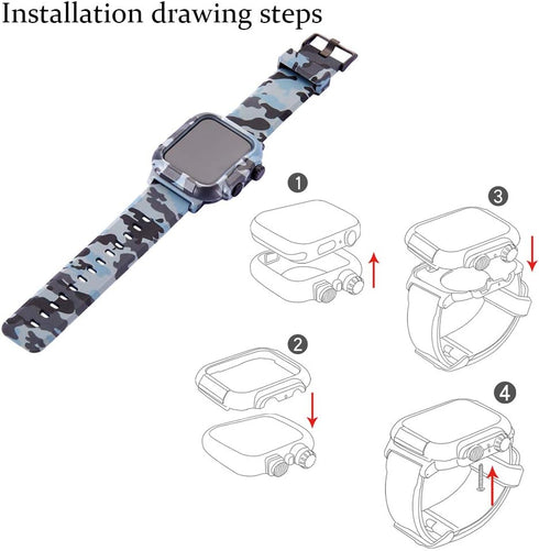 for Apple Watch Series 5/4 44mm IP68 Waterproof Case,Waterproof Case for Watch 42mm Series 3/2 (Camouflage, 42mm)...