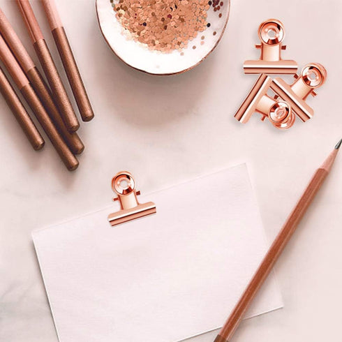 Small Bulldog Clips 50 Pack Metal Binder Clips 1 Inch Tiny Bulldog Clips for Hanging Picture, Food Bags, Office and Home (Rose Gold, 22mm)...