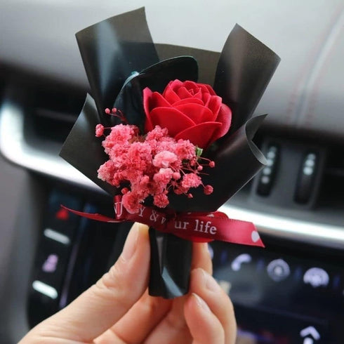 Red Mini Dried Flowers Bouquet for Car Air Vent Clips, Car Air Outlet Perfume Decoration, Car Air Fresheners Interior Accessories Car Decoration...