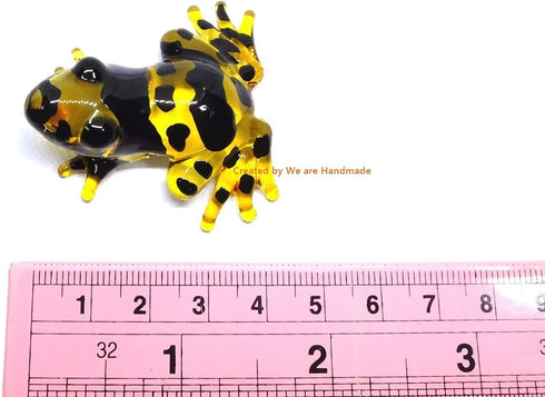 Handmade Mini 2" Blown Glass "Yellow-Banded Poison Dart Frog" Figurines Figures Art,Collectible Dollhouse Gift Ideas,Miniature Animals,Tiny Orname...