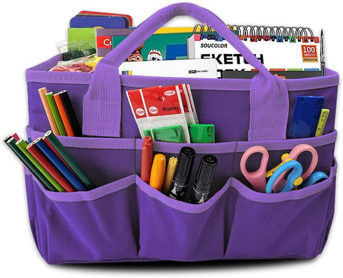 Mewise Teacher Handle Tote Bag Organizer,Tote Bag Organization for Crafts,Art,Paper,Books,School,Sewing,Travel with Handles,Ofiice Supplies Storag...