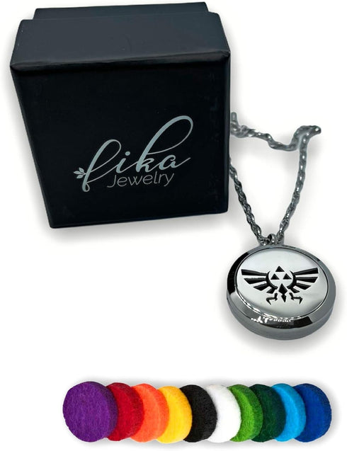 FIKA Triforce The Legend of Zelda Necklace Pendant Air Freshener Diffuser Locket Aromatherapy Essential Oils Great for Travel Pads Included...