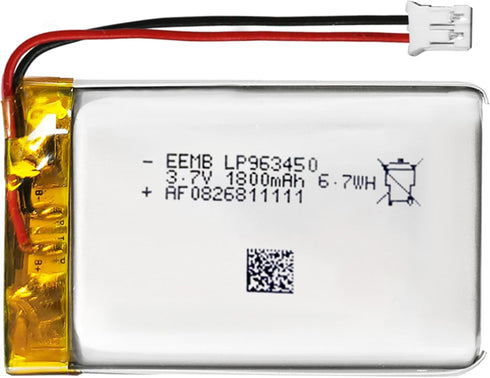 EEMB Lithium Polymer Battery 3.7V 1800mAh 963450 Lipo Rechargeable Battery Pack with Wire JST Connector for Speaker and Wireless Device- Confirm D...