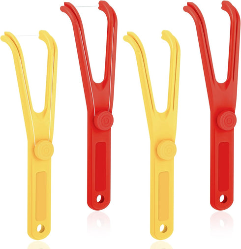Chengu 4 Pieces Dental Floss Holder Reusable Flosser Reusable Floss Handle Holder Flossmate Handle for Oral Clearing (Red, Yellow)...