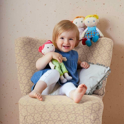 HABA Soft Baby Doll Roya - 10" Rag Doll with Red Pigtails, Pink Dress - Machine Washable Doll - Ideal Soft Doll for 2 Year Old Girls...