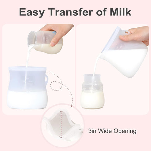Reusable Breast Milk Storage Bags | 8.5oz Silicone Breast Milk Storage Bags Freezer, 7pcs Double Seal, BPA Free Breastmilk Storage Container for B...