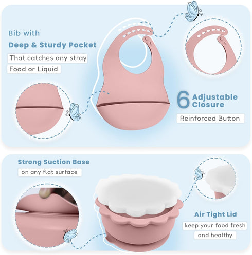Baby Feeding Set of 4–Made from Premium Food-Grade & BPA-Free Silicone Baby Weaning Set –Durable & Eco-Friendly Toddler Plates, Safe Baby Feeding ...