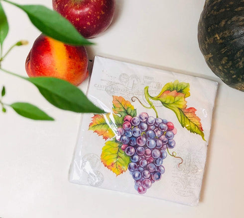 20-ct 13x13 Purple Grape Napkins Decoupage Napkins Luncheon Cocktail Paper Napkins Decorative Paper Napkins for Dessert Birthday Wedding Anniversa...