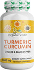 Organic Veda Turmeric and Ginger Capsules 120 pills - Organic Turmeric Curcumin with Black Pepper for Joint Support - Non Gmo, Gluten Free, Turmer...