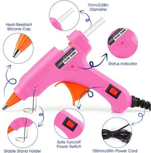 Mini Hot Glue Gun 10pcs Glue Stick Hot Glue Gun Set for Quick Fix Artist DIY Art Home 20w Pink...
