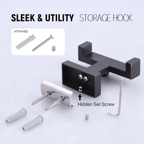 Bathroom Double Towel Hook Bronze Modern Oil Rubbed Bronze Tower Holder - Heavy Duty Coat Robe Hooks for Wall - Stainless Steel Shower Towel Hange...