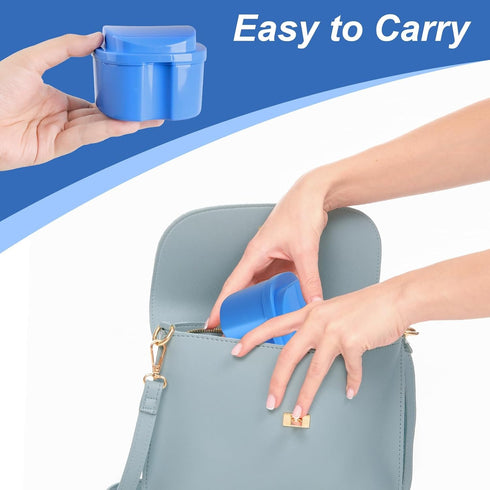 2 Pack Denture Case, Denture Cup Retainer Cleaner Case Denture Cups for Soaking Dentures False Teeth Container Portable Retainer Case with Srainer...
