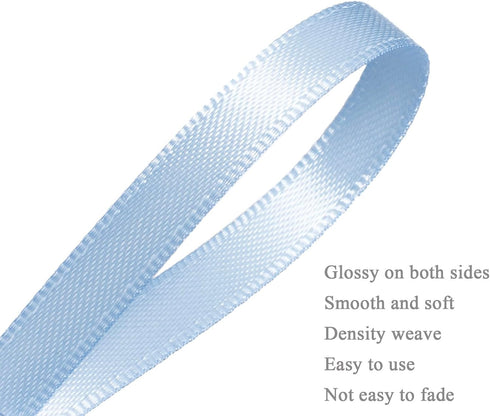 YASEO Baby Sky Blue Ribbon, Solid Color Double Faced Polyester Satin Ribbon - 1/4 Inch Wide, 100 Yards Long, Perfect for Wedding, Gift Wrapping, S...