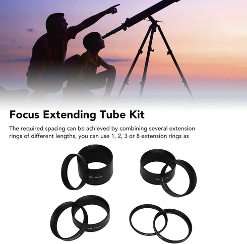 Astronomical Extension Tube, 8Pcs M48 Focal Length Extension Tube Kit, Astronomical Ring for Telescope, Cameras, Eyepieces, Length 3mm, 5mm, 7mm, ...