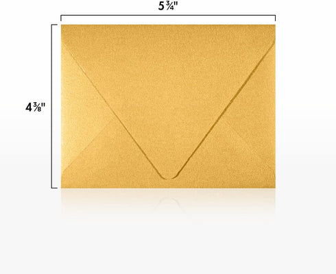 LUXPaper A2 Contour Flap Invitation Envelopes | 4 3/8" x 5 3/4" | Gold Metallic | 80lb. Text | 50 Qty...