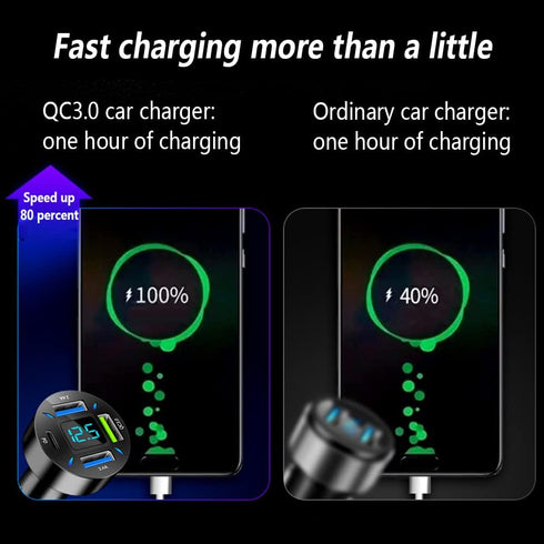 Car Fast Charger,PD/QC3.0 Car USB Charger with LED Lights,Cigarette Lighter USB Charger Compatible for iPhone Galaxy iPad Pro& More Mobil Phone...