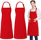 2 Pack 100% Cotton Aprons with 2 Pockets Cooking Chef Kitchen Adjustable Bib Apron for Women Men, Red...