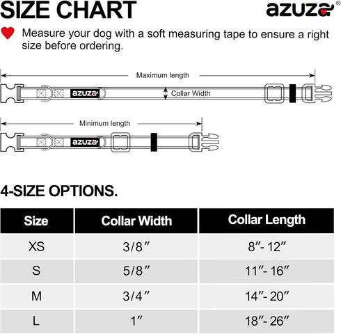 azuza 3 Pack Dog Collars Comfortable and Adjustable Nylon Dog Collars for for Small Dogs, S (11-16inch)?Green, Blue and Royal Blue...