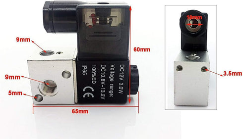 YXQ Pneumatic Solenoid Air Valve DC 12V 3W 3 Way 2 Position 3V1-06 PT1/8" Normally Closed...