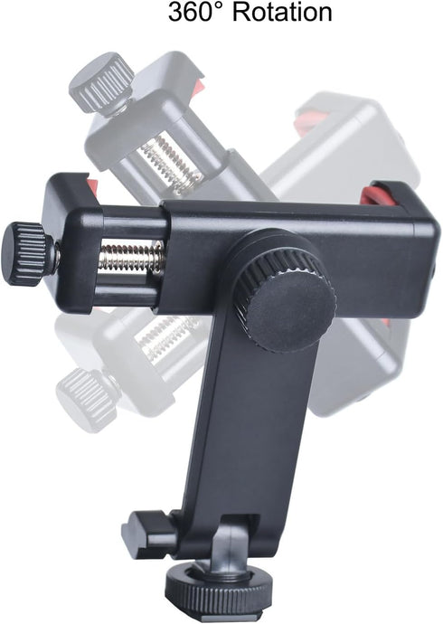 Phone Tripod Mount with Remote Controller, New Universal Smartphone Mount Adapter with Cold Shoe, 360° Rotates Cell Phone Clip Clamp Holder, Compa...