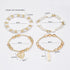 4Pcs Set Bohemian Rose Leaves Crystal Pearl Tassel Beaded Stretch Pendant Bracelets for Women Gold Beaded Stackable Bracelet Colorful Charm Jewelr...