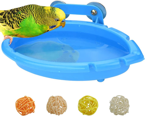 Bird Bath for Cage- Small Tub Bowl for Hang Inside Cage Birdbath Shower for Parrot/Parakeets/Cockatiels/Canary/Budgerigar (Blue)...