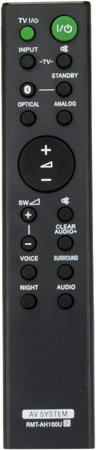 New RMT-AH100U RMTAH100U Remote Control Compatible with Sony Sound Bar Speaker System HT-CT180 SA-CT180 SA-WCT180 HTCT180 SACT180 SAWCT180 (1-492-...