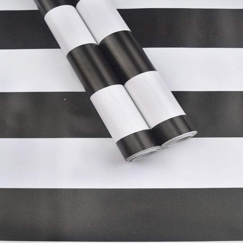 Peel and Stick Vinyl Black and White Striped Wallpaper Contact Paper Self Adhesive Stripe Shelf Liner Dresser Drawer Cabinets Liner Furniture Wall...