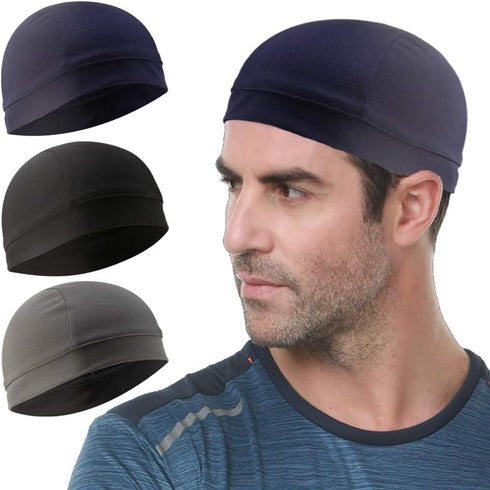 3 Pack Cooling Skull Cap Helmet Liner Sweat Wicking Cycling Running Hat for Men Women...