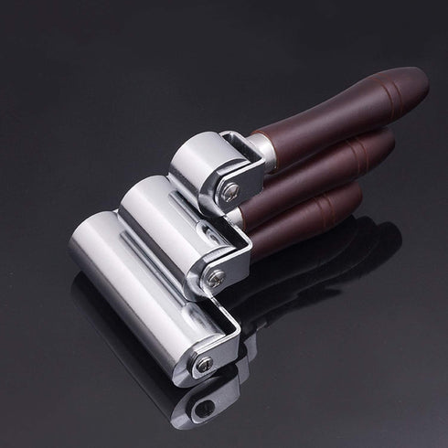 Leather Roller Platen Tool Leather Press Edge Roller Creaser Smoother Leather Glue Laminating Roller Iron Roll Wooden Handle for Craft DIY (26mm)...