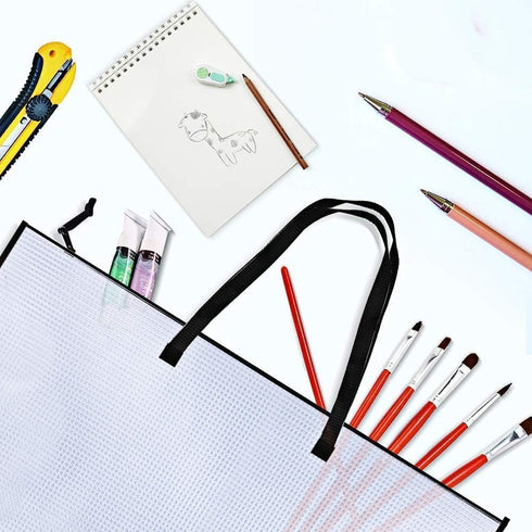Opret 2 Pack 19x25 inch Art Portfolio Bags, Artwork Storage Case with Handle and Zipper Vinly Mesh Folder Organizers for Bulletin Boards, Scrapboo...