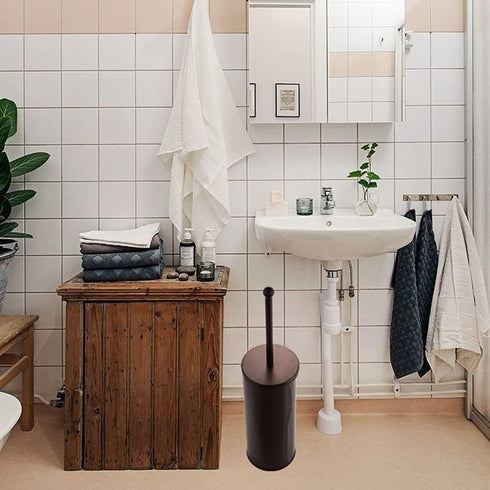 Bronze Toilet Plunger with Holder for Bathroom Metal Canister Holder Drip Cup, Heavy Duty, Deep Cleaning,Quick Dry Bronze...