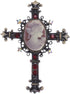 Alilang Cameo Lady Cross Brooch Pin Gunmetal Red Rhinestones Vintage Inspired...