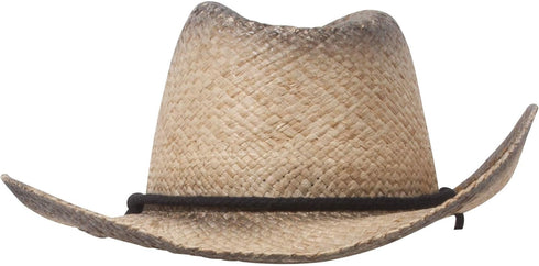 MG Tea Stained Raffia Straw Cowboy Hat - Tan with tint of black...