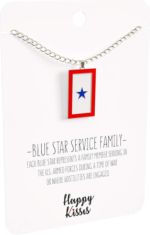 Blue Star Service Flag Necklace – Blue Star Mom Pendant– One, Two & Three Stars – Message Card...