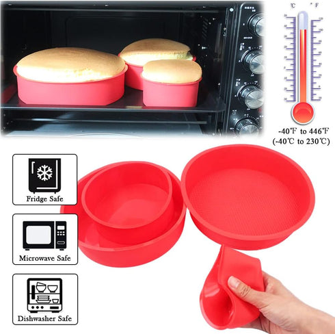 Silicone Mould for Baking Nonstick Layer Cakes Bakeware Round Cake Pans Chocolate Rainbow Cake for Birthday Wedding Party 4 6 8 9 Inch Set of 4...