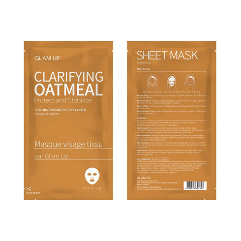 GLAM UP Sheet Mask Clarifying Oatmeal (10 sheets) - Smooths Skin Texture...