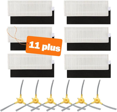 Replacement Parts Compatible with Eufy Robovac 11+, Eufy 11 Plus Vacuum Cleaner Accessories - Filters and Side Brushes (Pack of 12)...