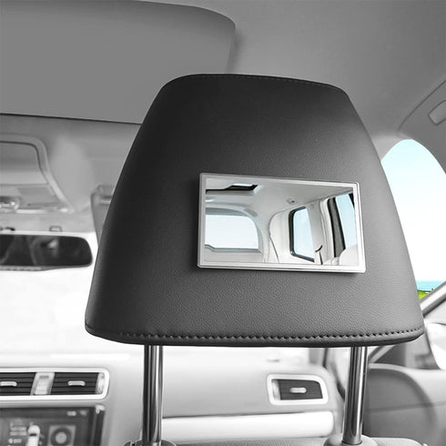Car Sun Visor Mirror, Stainless Steel Seatback Makeup Mirror, Auto Self-Adhesive Cosmetic Mirrors, Travel Vanity Rearview Mirror, Universal for Ve...